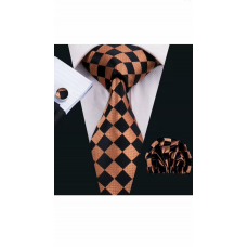 3delige set stropdas manchetknopen pochet goud zwart Fantasy